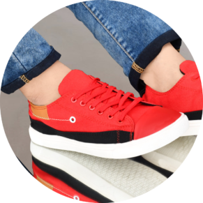 Home 2 45 Cheap Canvas shoes for men placed on a rustic wooden surface, captured in a professional photo showcasing the timeless charm of canvas footwear