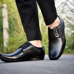 Black formal shoes for men - premium synthetic material with sleek design for office and events